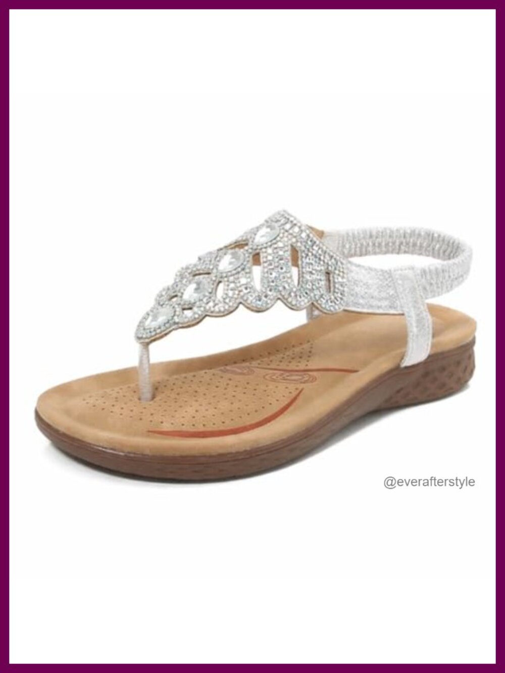 Women's Summer Flat Thong Sandals Rhinestone Boho Slingback Beach Vacation